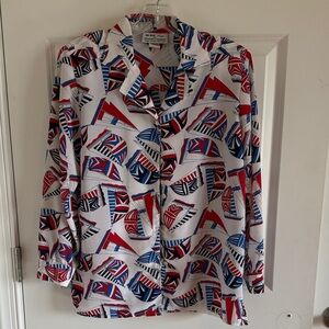 Vintage Da-Rue for Draper's & Damon's Size 6P Sailboat top with shoulder pads